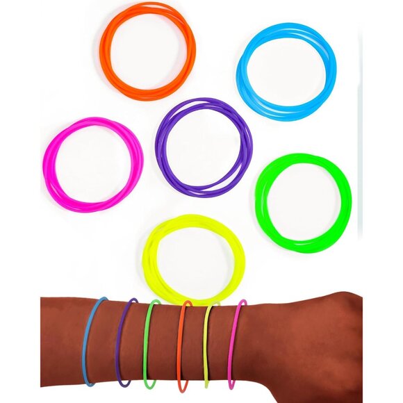 Glow-In-The-Dark 80s Jelly Bracelets - 30 Neon Colors to Light Up Any Event - Picture 3 of 8